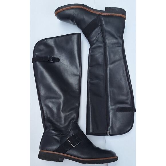 Franco Sarto CUTLER Knee High Riding Boot Tall Equestrian Black Leather Size 8 - Picture 2 of 12
